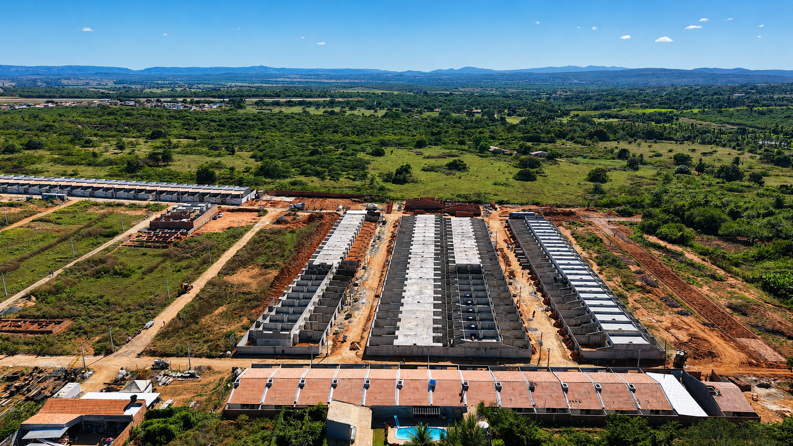Vista aérea das obras do Residencial Terra Nova no Campo Alegre